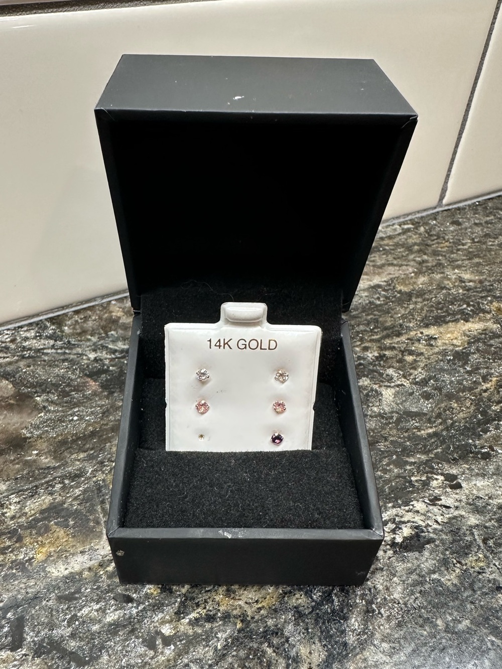 Zales 14K Gold Children’s Multi-Color Gemstone Stud Earring Set